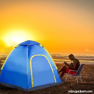 New 3-4 persons Waterproof Hexagonal Large Camping Hiking Pop up Tent Outdoor Base Camp,Blue 568960960